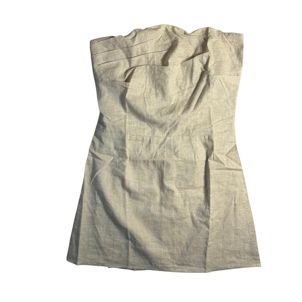 NWT SNDYS Romi Linen Mini Dress Medium Natural Strapless Corset Beige